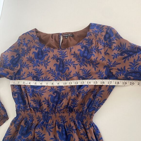 Madewell Broadway & Broome Blue and Brown Silk Paisley Mini Dress Size 6 - Picture 12 of 14
